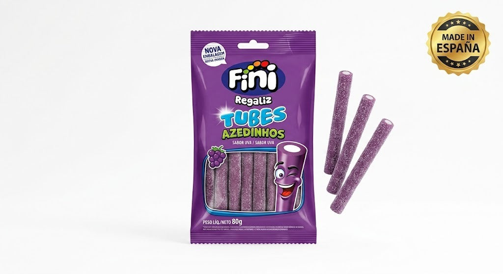 Goma Fini Tubos Uva Acido Bolsa 80g